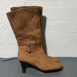 Cato tan suede mid calf heeled boots women’s size 8 #3219